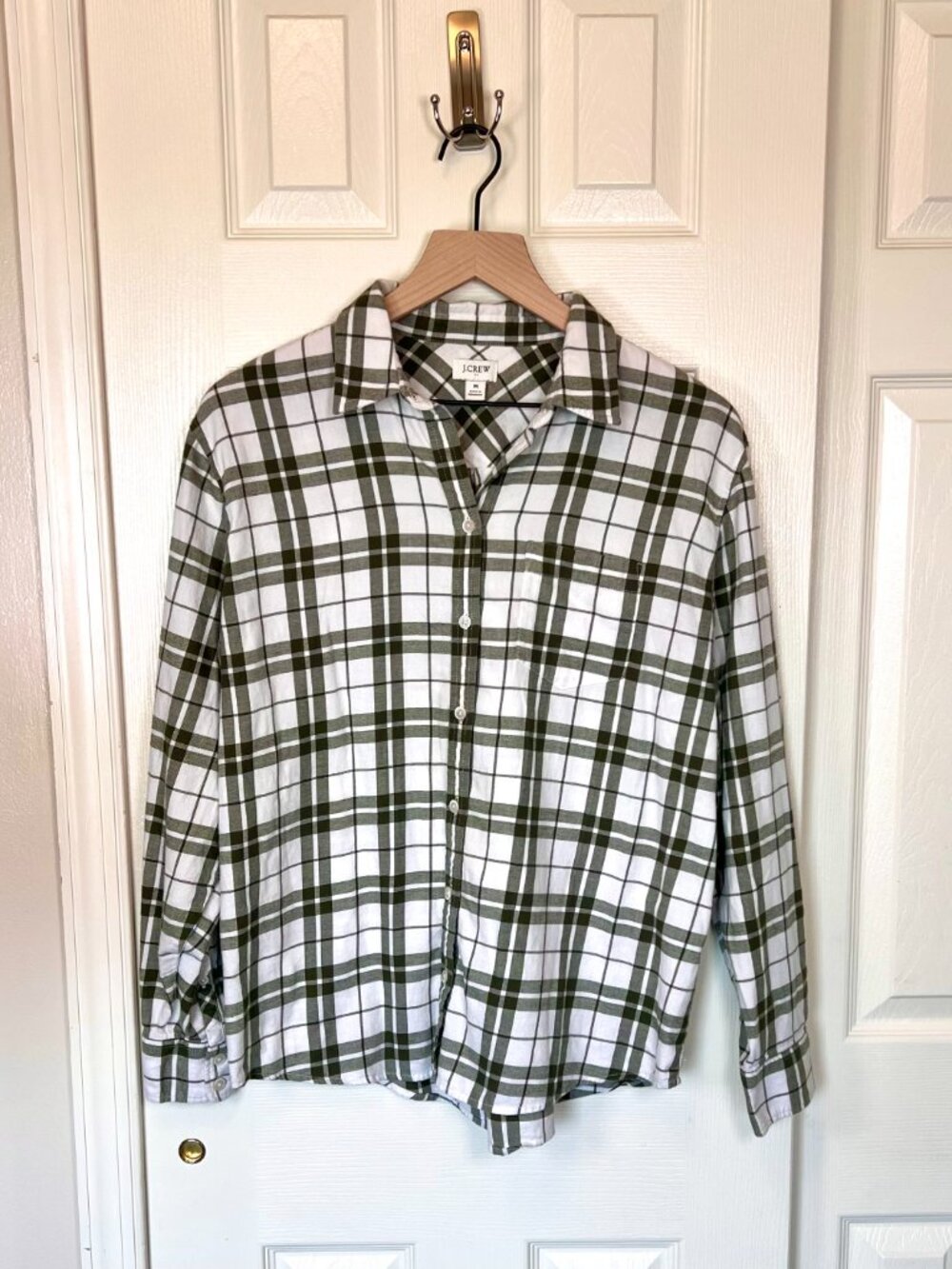 J.Crew Factory Green Plaid Button Up Shirt Size M